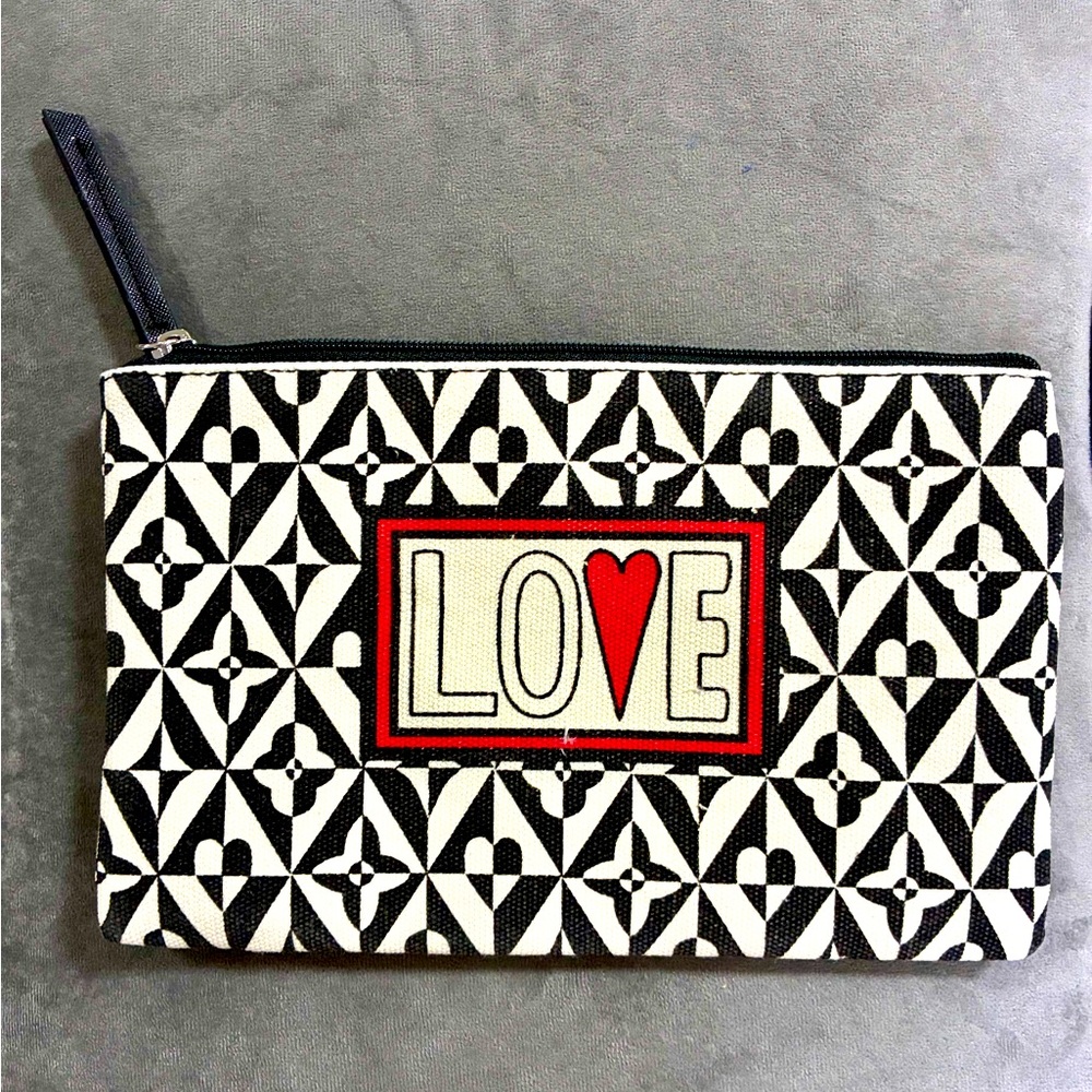 NEW Brighton love canvas doodle makeup travel bag Back to school pencil pouch